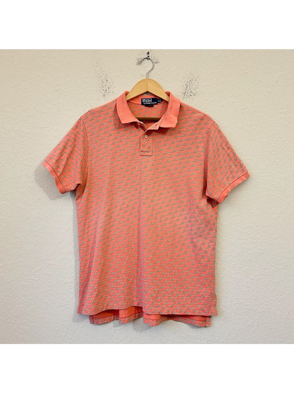 VTG POLO BY RALPH LAUREN Kayak Print Polo Shirt Orange Custom Fit 2006
